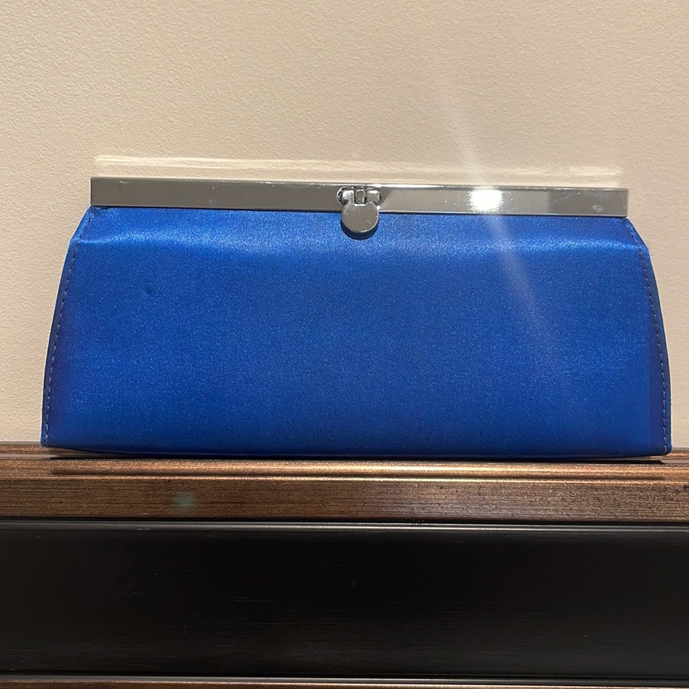 Elegant Blue Clutch with Silver Accents